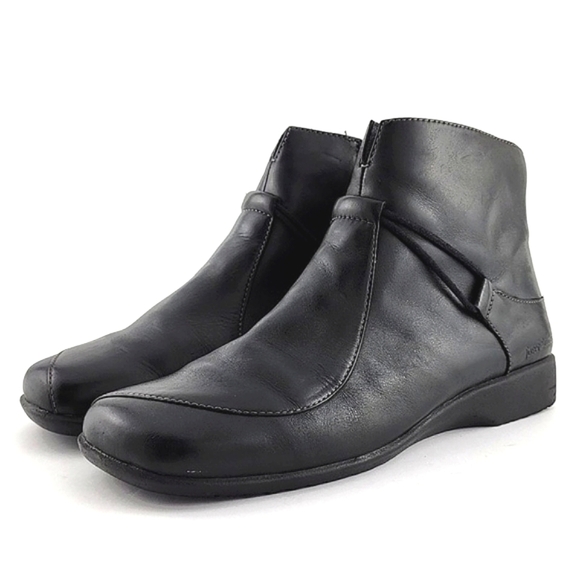 Josef Seibel Black Leather Ankle Boots White Stitching Square Toe & Heel Size 39 - Picture 3 of 16